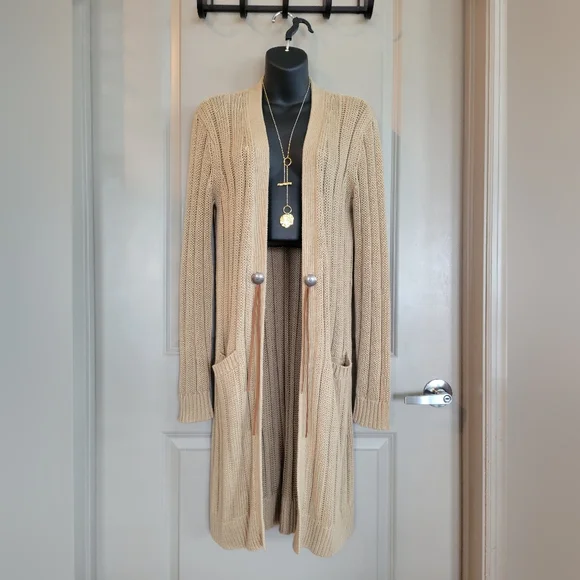 Lauren Ralph Lauren Long Cardigan Sweater South West Boho S Linen Cotton NWOT - Picture 1 of 13